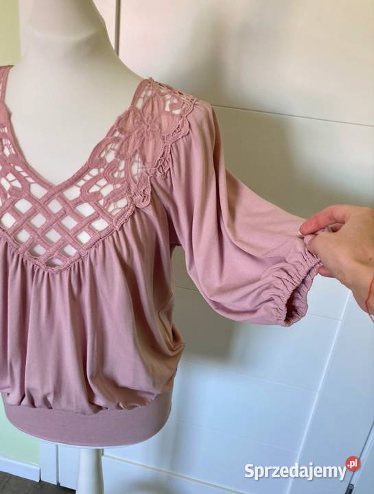 Śliczna bluzka Golden State USA pudrowy róż Bez wzoru