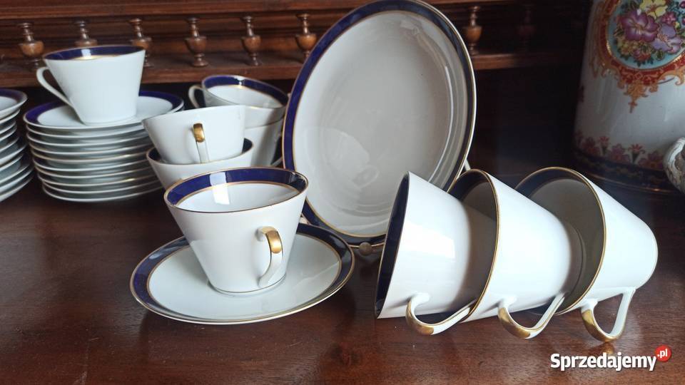 Cukiernica Porcelana kobaltowo złota Syg