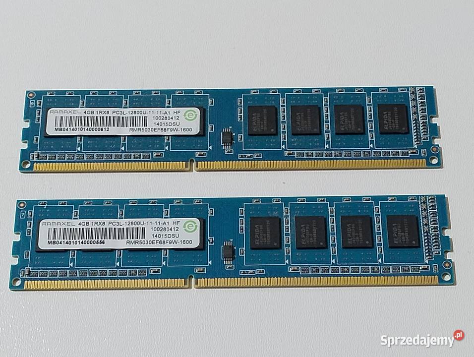 Pamięć Ram 8GB DDR3 2x4GB pc312800800MhZ Ramaxel Witnica sprzedam