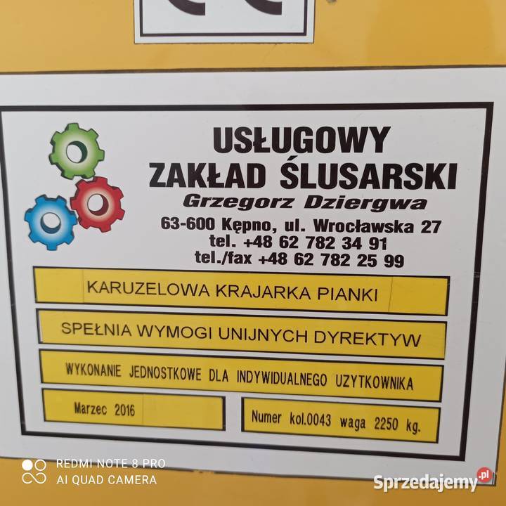 Krajarka pozioma karuzelowa maszyna do ciecia Olsztyn