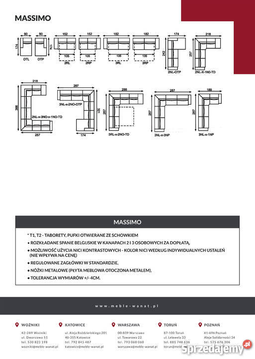 Nowoczesny Narożnik 287x218 SKÓRA NATURALNA Poznań