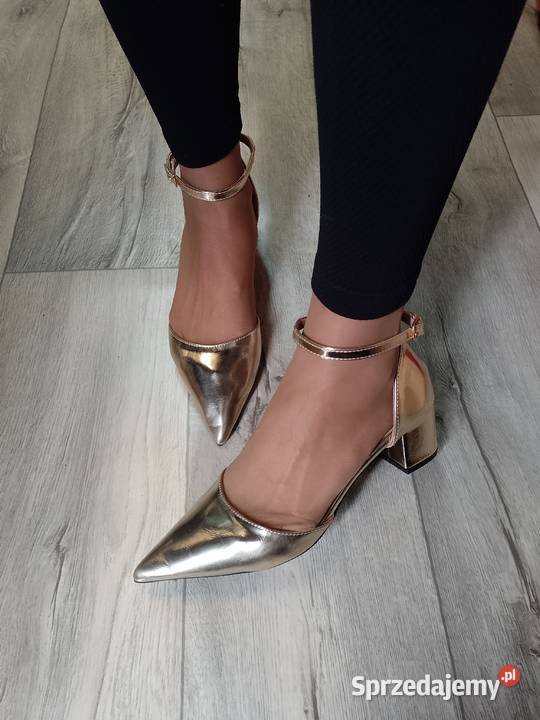 40 Złote czółenka wieczorowe z zapięciem NOWE małopolskie sprzedam