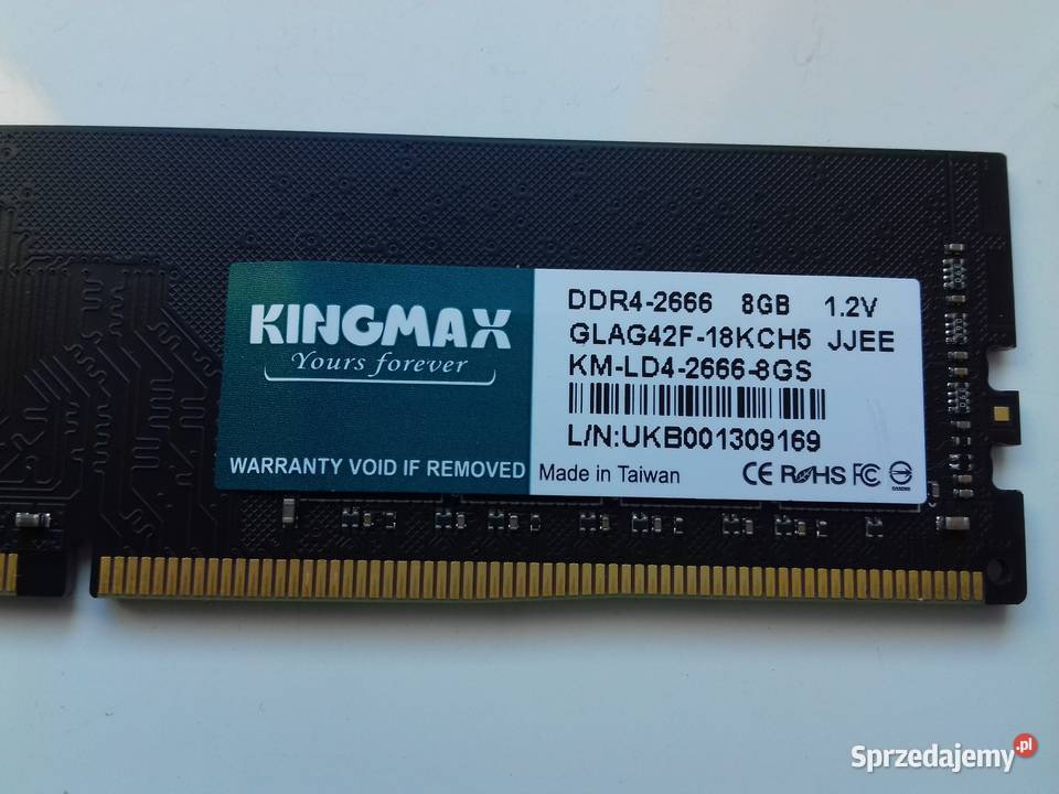 Kingmax DDR4 8GB niesprawny 2666MHz CL19 Pojemność 8GB