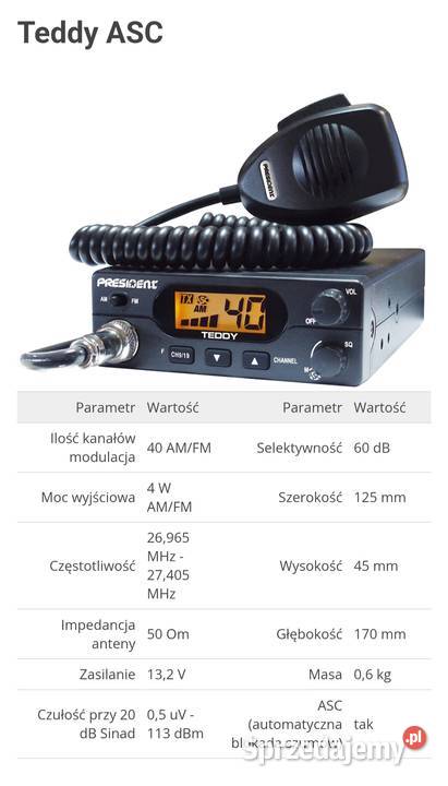 CB radio President Teddy ASC nowe nigdy Piotrków Trybunalski
