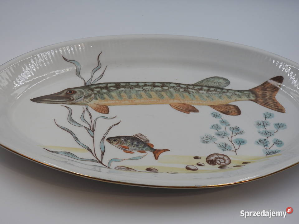 Duży półmisek szczupak porcelana Chodzież z lat