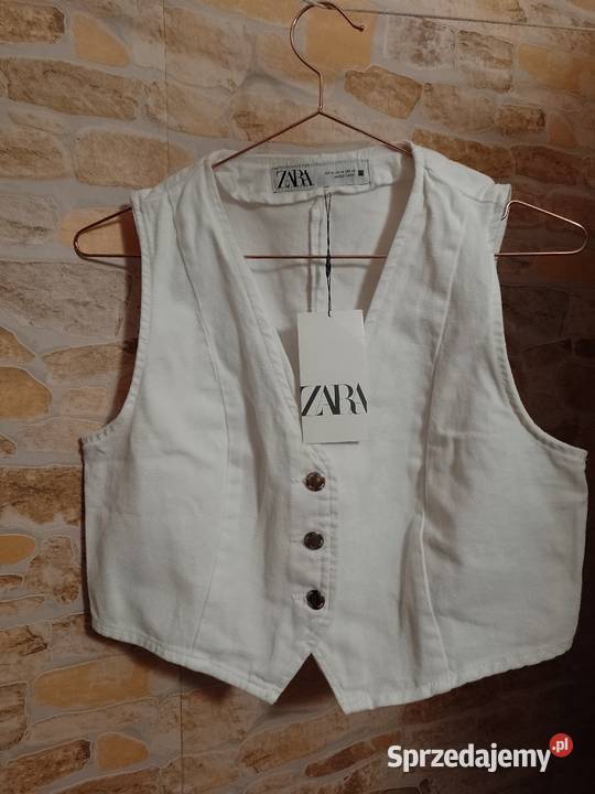 38M ZARA Biała dżinsowa kamizelka bezrękawnik z biały Kraków