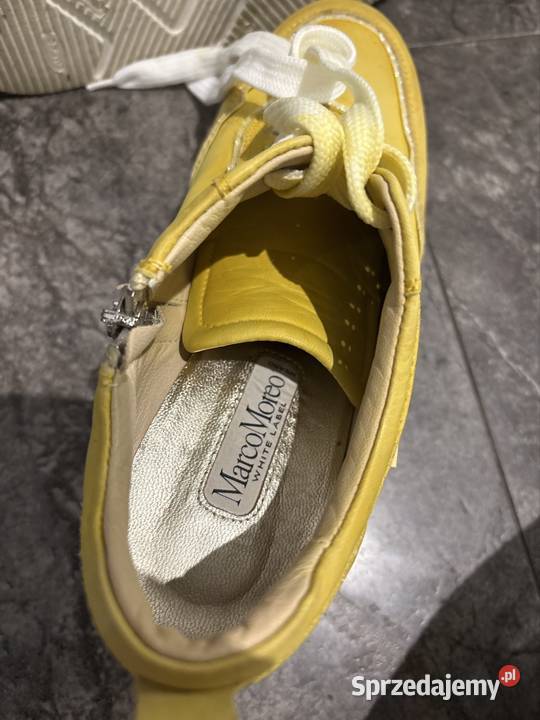 Żółte koturny skórzane Marco Moreo Milano żółte Szwedy