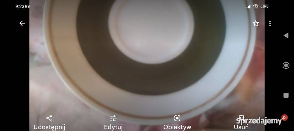 Duża stara filiżanka poczXX w zieleń róża Wrocław sprzedam