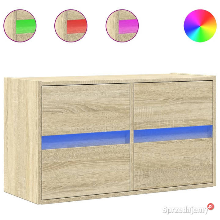 Ścienna szafka TV z LED dąb sonoma 80x31x45 Warszawa