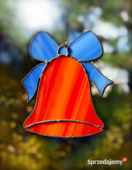 Dzwonek z kokardą świąteczny witraż Tiffany Lublin