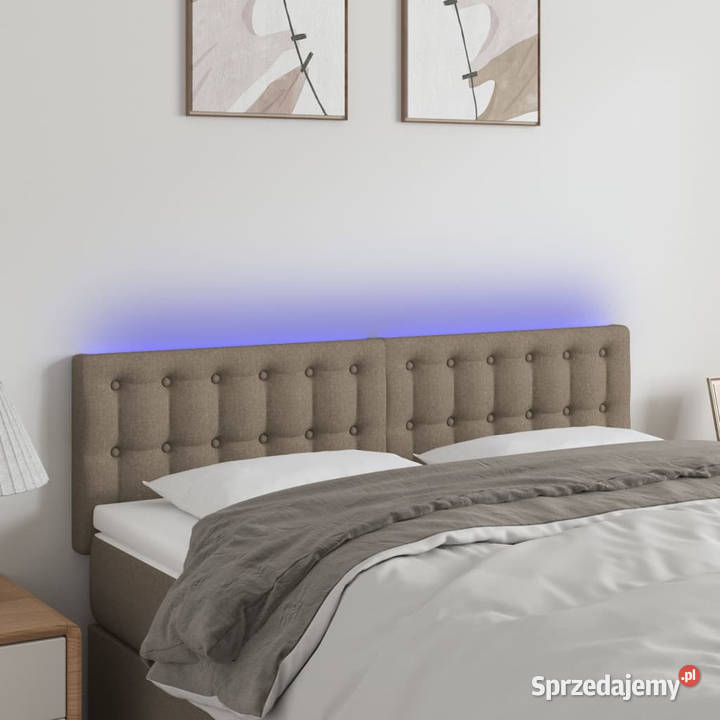 Zagłówek do łóżka z LED taupe 144x5x7888 tkanina Warszawa