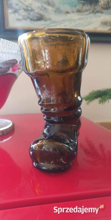 Bucik szklany Ciemnomiodowe szkło z czasów PRLu Gdańsk