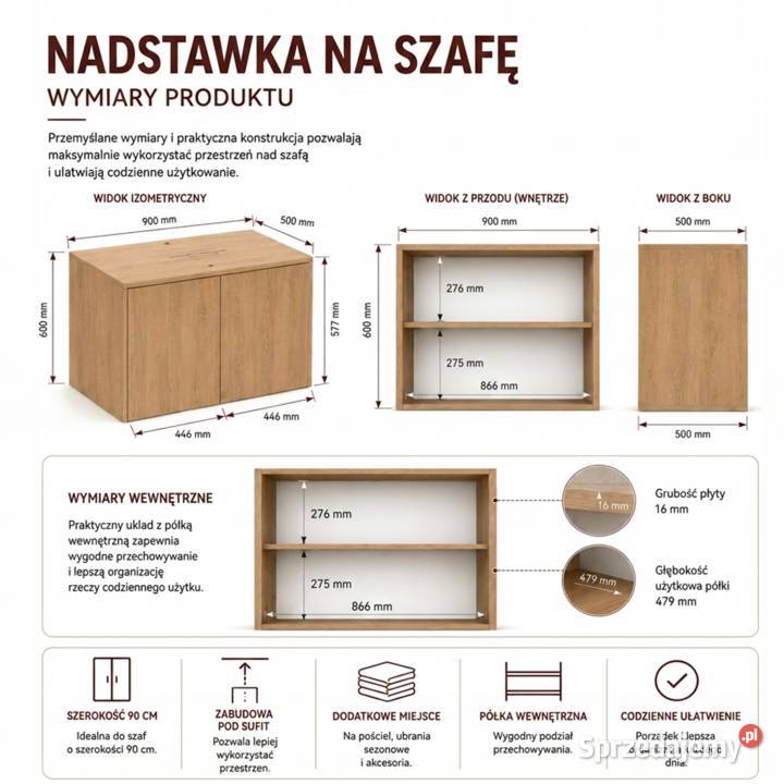 Szafa Malwa SS90 z Nadstawką DĄB ARTISAN