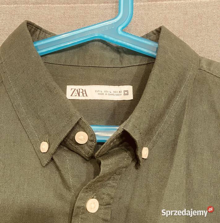 Zielona męska koszula z długim rękawem ZARA Żyrardów