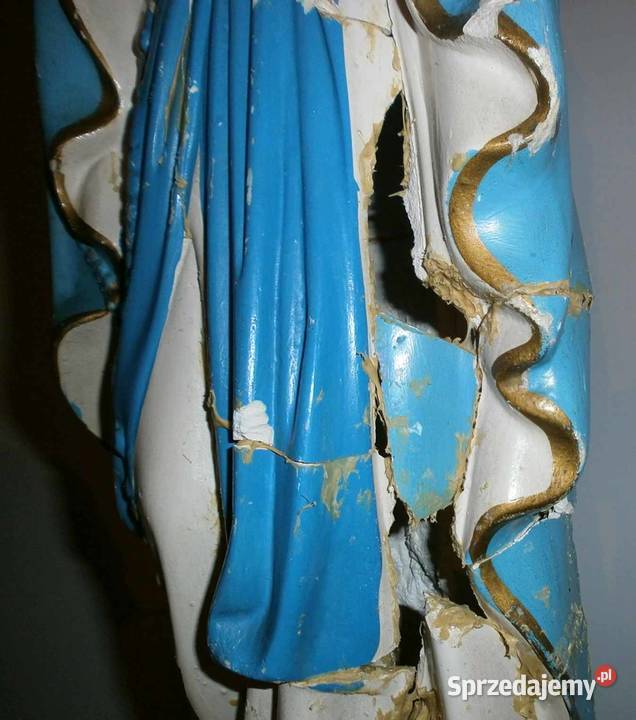 Duża i stara Figura Matki Boskiej Uszkodzona Kraków