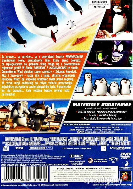 MADAGASKAR 1 2 3 PINGWINY Z MADAGASKARU 4 DVD pełne wielkopolskie