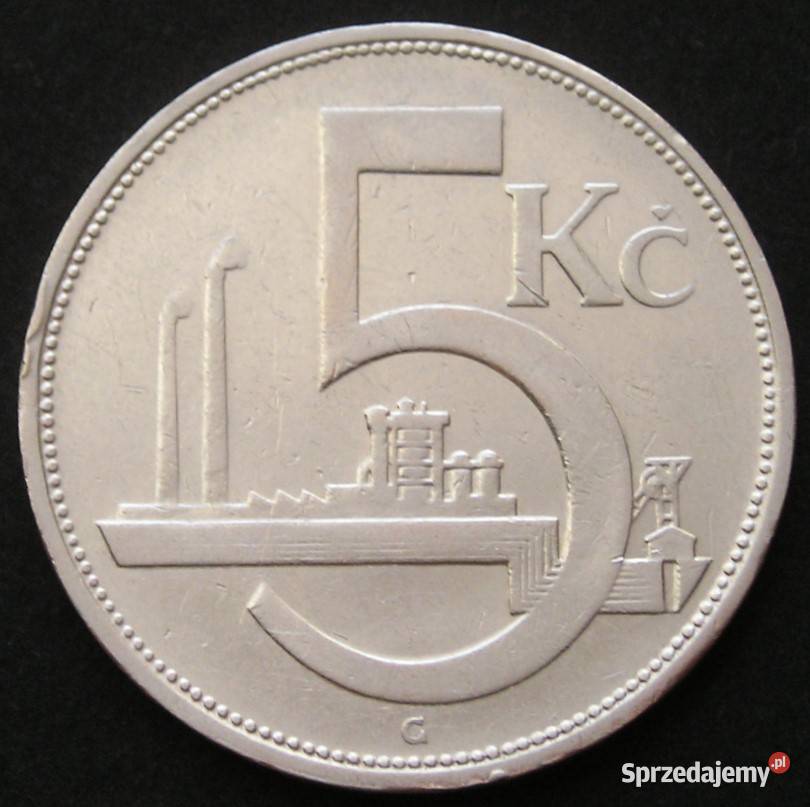 Czechosłowacja 5 koron 1928 SREBRO Łódź
