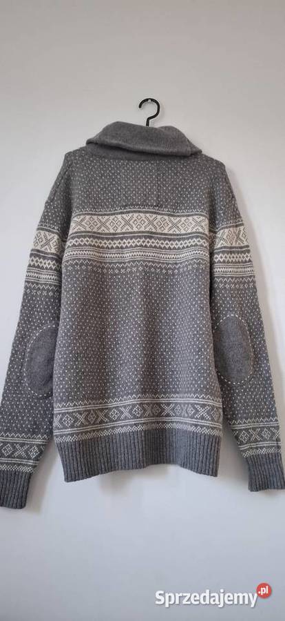 Wełniany męski sweter norweski wzór 36 S Nills szary/srebrny Kraków