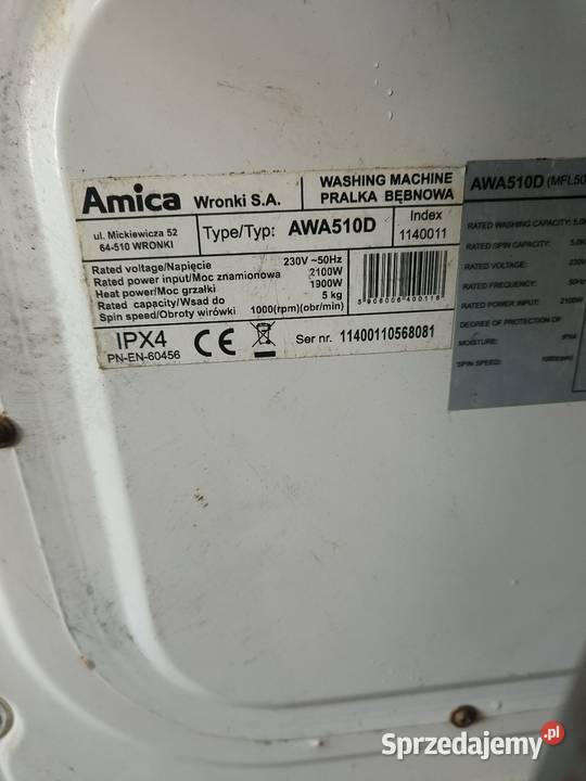 Pralka Amica AWA 510D wolnostojące Rzeszów