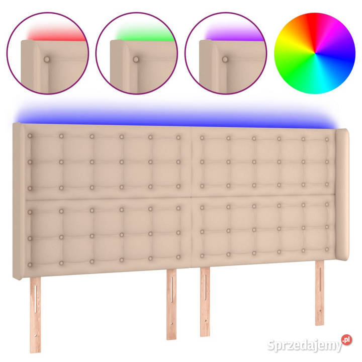 Zagłówek do łóżka z LED cappuccino 147x16x118128 Ramy i stelaże mazowieckie Warszawa