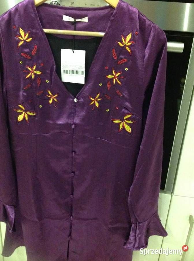 Mini Sukienka Satynowa Damska GLAMOUR ML fioletowy Nowa Sól