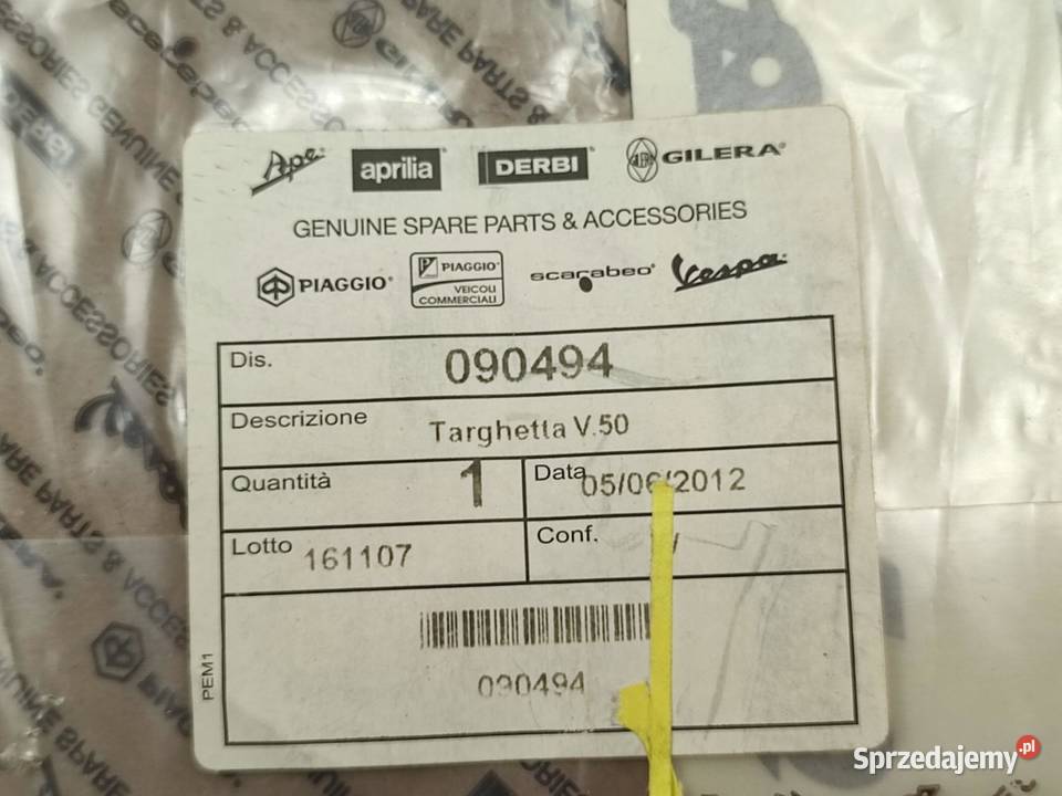 NAKLEJKA VESPA 50 PRZEDNIA PIAGGIO VESPA 50 Emblematy