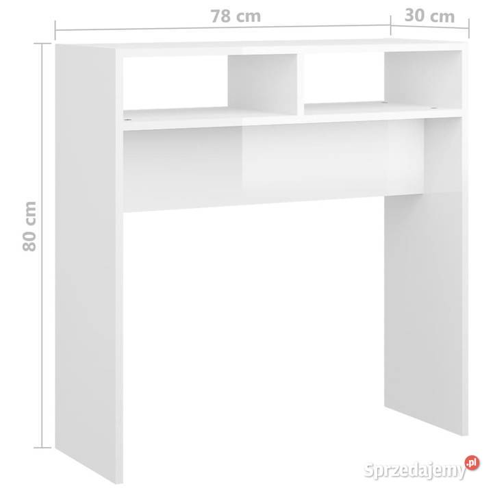 Stolik konsolowy biały wysoki połysk 78x30x80 Dom i Ogród