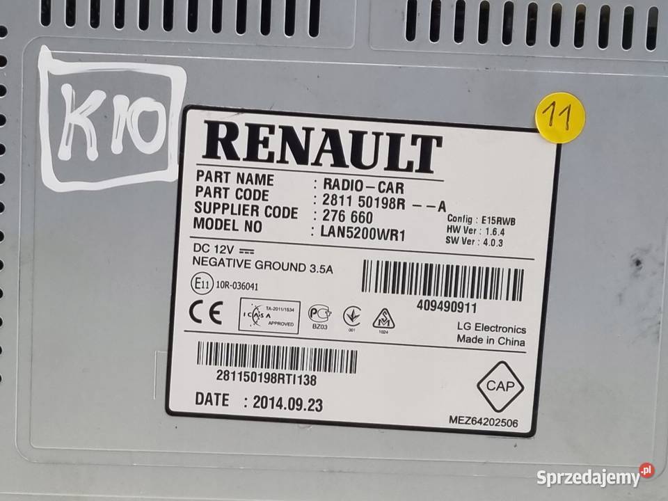 Renault Captur I WYŚWIETLACZ RADIA EKRAN Nawigacje fabryczne Chełm
