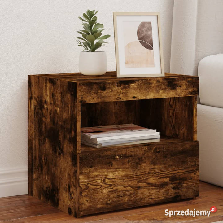 Szafki nocne z LED 2 przydymiony dąb 50x40x45 Warszawa