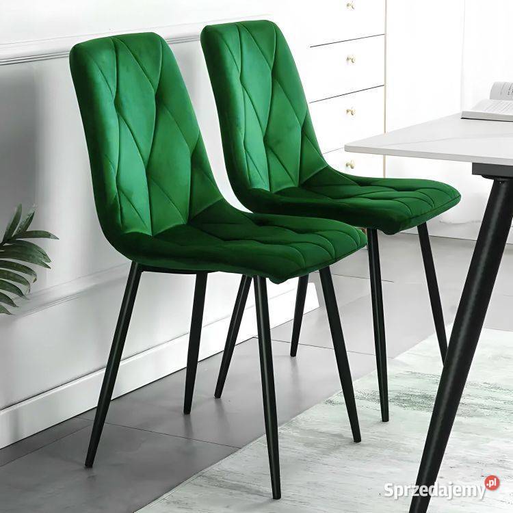 Komplet 4 krzeseł krzesło pikowane welurowe do podlaskie