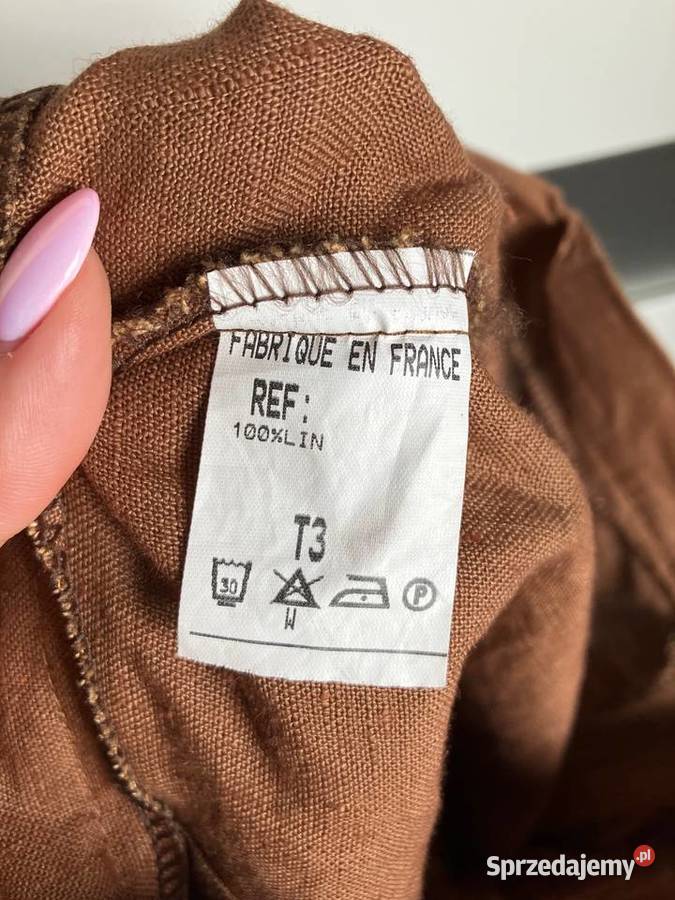 Nowe brązowe spodenki szorty lniane France len Bez wzoru Rzeszów sprzedam