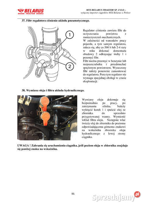 Mtz belarus 820920 952 1025 instrukcja obsługi