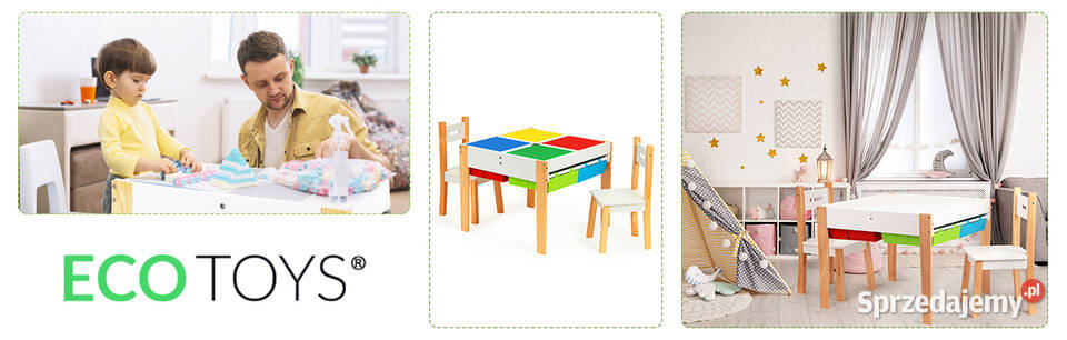 Drewniane meble dzieci zestaw stół 2 krzesła opolskie