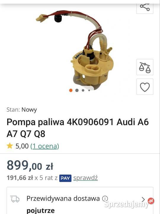 Nowa pompa paliwa audi A6 C8 4K0906091 Rok produkcji 2019 Pompy paliwa