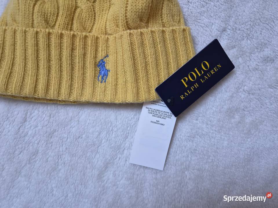 Nowa żółta czapka bawełniana Polo Ralph Lauren Nakrycia głowy Bibice