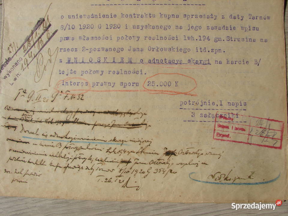 Tarnów Zgłobice 1921 r Sąd Okręgowy znaczki Warszawa