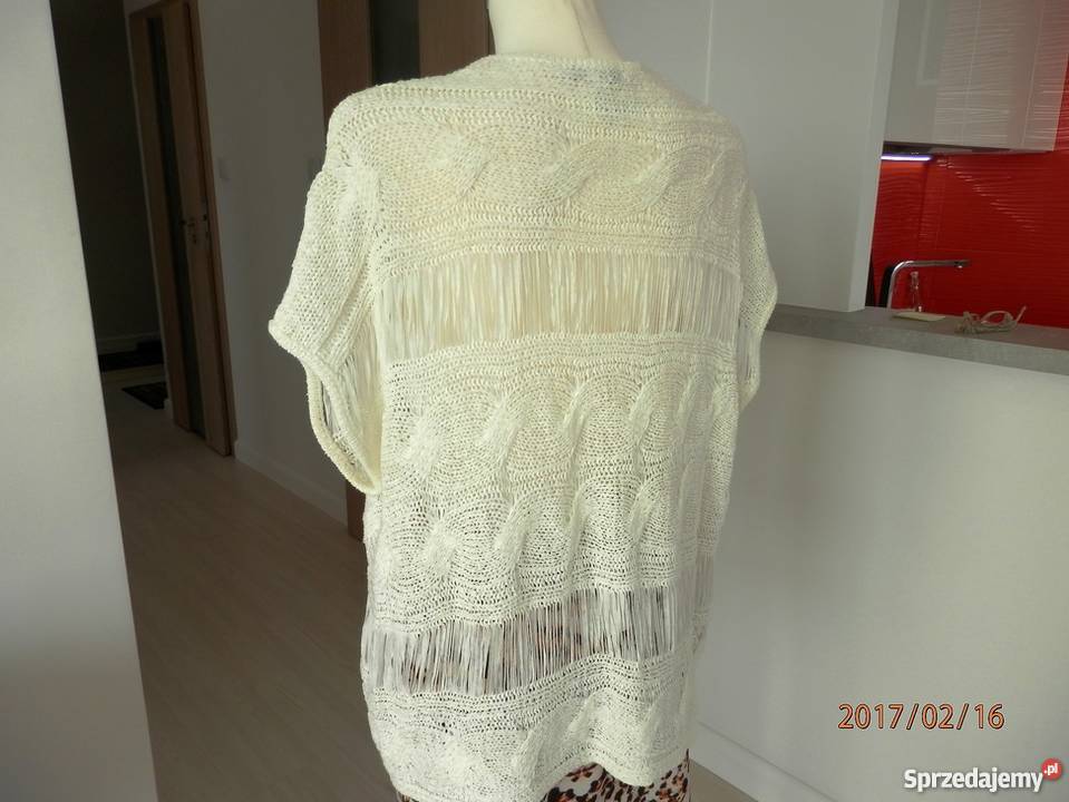 Blezer Kremowy Narzutka Kimono by UK 36 biały Łomża