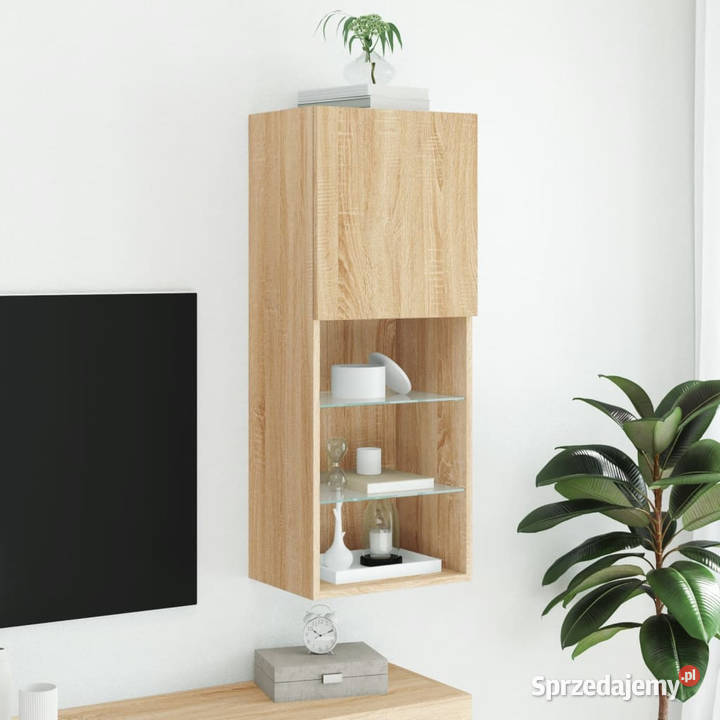 Szafka TV z LED dąb sonoma 405x30x102 WM837059 RTV Warszawa