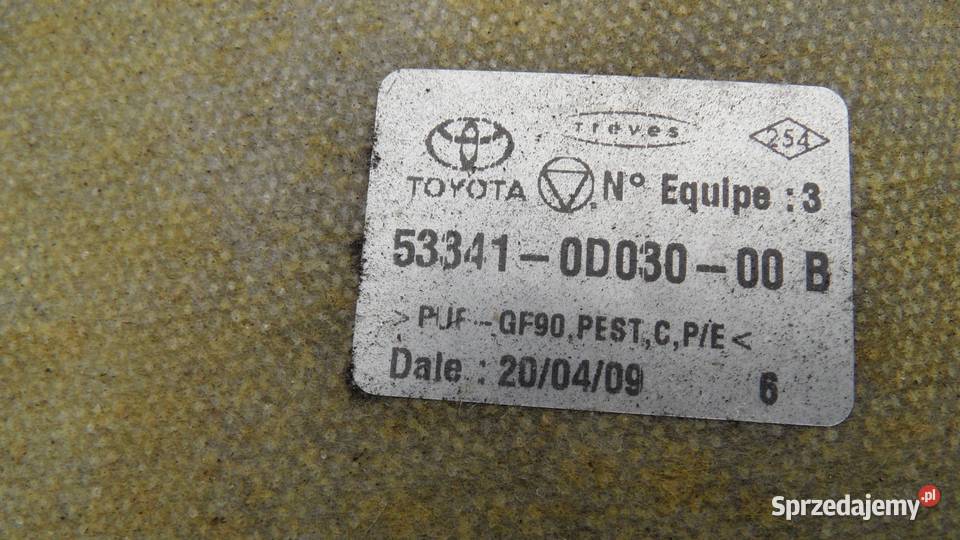 TOYOTA YARIS II LIFT 09r wygłuszenie maski osobowe