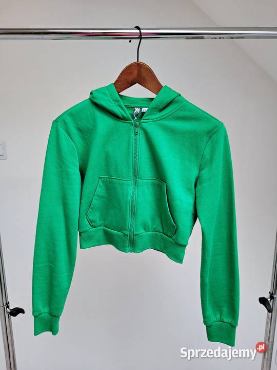 Zielona bluza z kapturem bawełna H&M Liszki