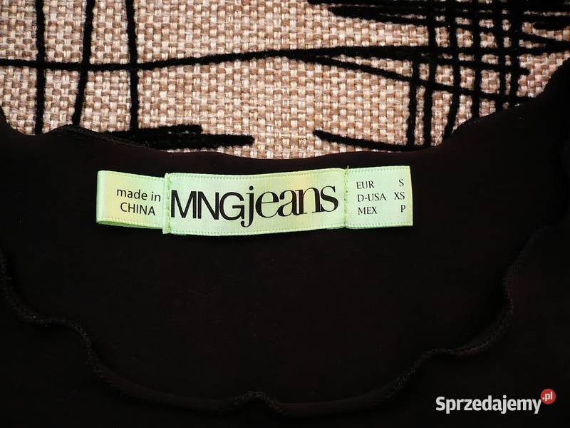 czarna koszulka s 36 tshirt Mango cekiny napis Toruń