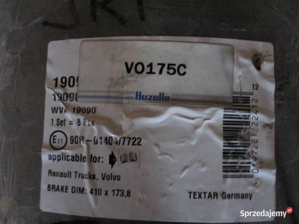 Okładziny szczęk hamulcowych WVA 19090 410x1738 Mogilno