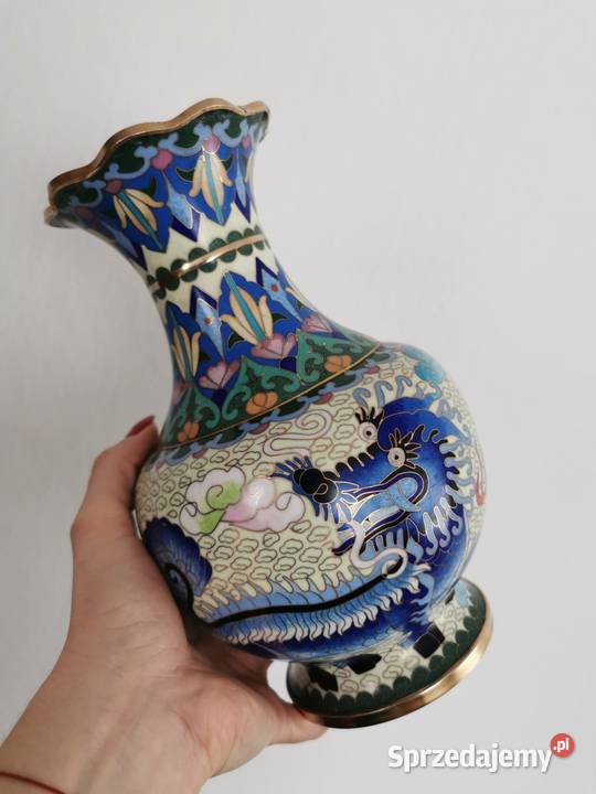 Chiński wazon cloisonn ze smokiem koniec XIX Rzeszów