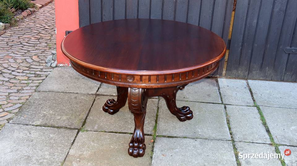 Unikatowy Okrągły Neorenesansowy Stolik Lwie Ziębice sprzedam