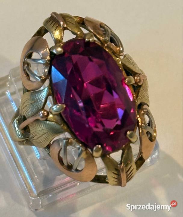 ZŁOTY PIERŚCIEŃ RUBIN Złoto 585 Czechosłowacja Pierścionki Warszawa
