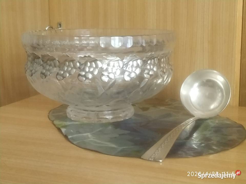 Vintage misa krysztalowa ze srebrnymi Koszalin