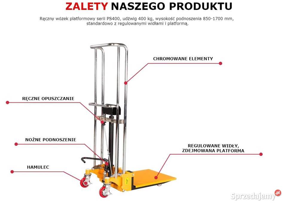 Wózek podnośnikowy z platformą 0485 paleciak Kornica sprzedam