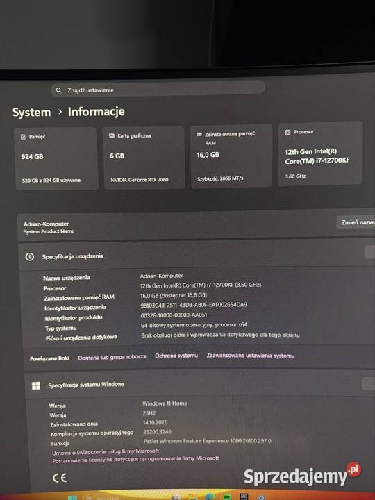 Komputer Gamingowy Idealny Do Gier i Pracy Klasy Core i7