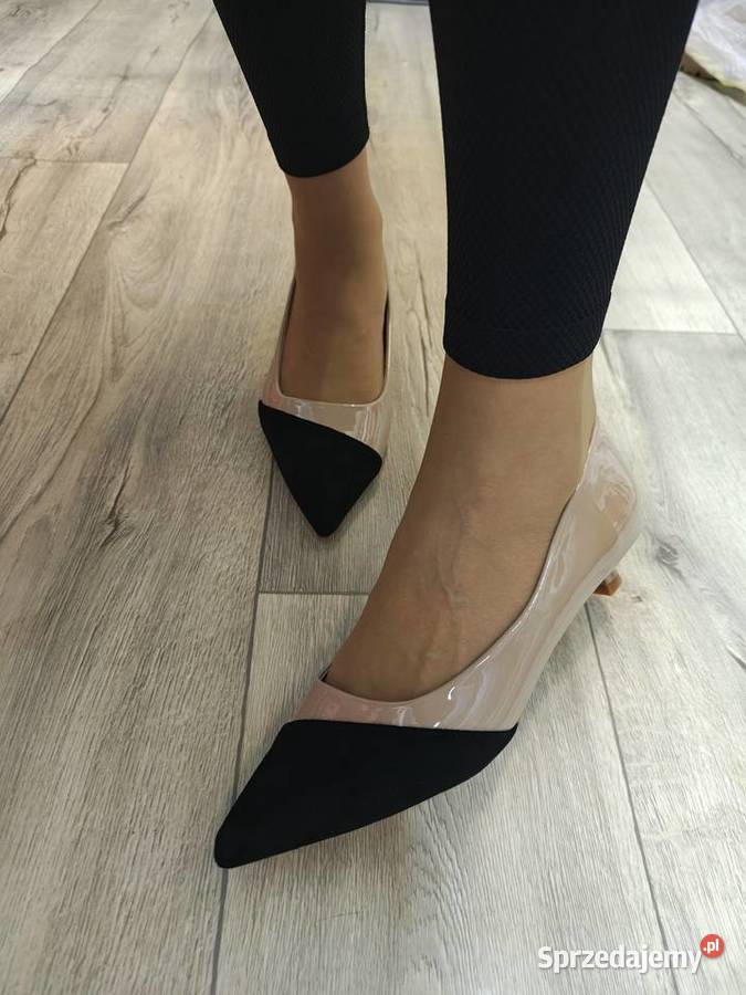 42 Beżowo czarne niskie czółenka wieczorowe NOWE Kraków
