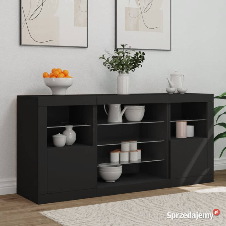 Szafka z oświetleniem LED czarna 1425x37x67 Warszawa sprzedam
